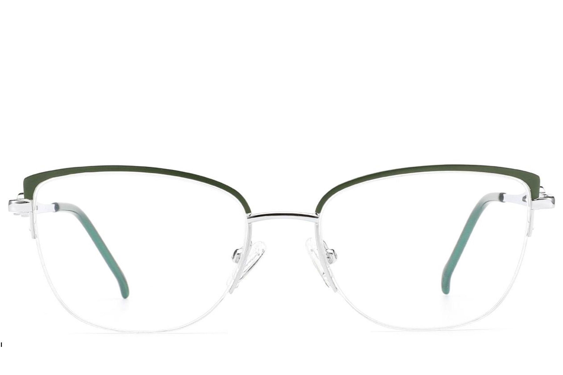 Halbrandlose grüne Metallbrille #BS2012-2846