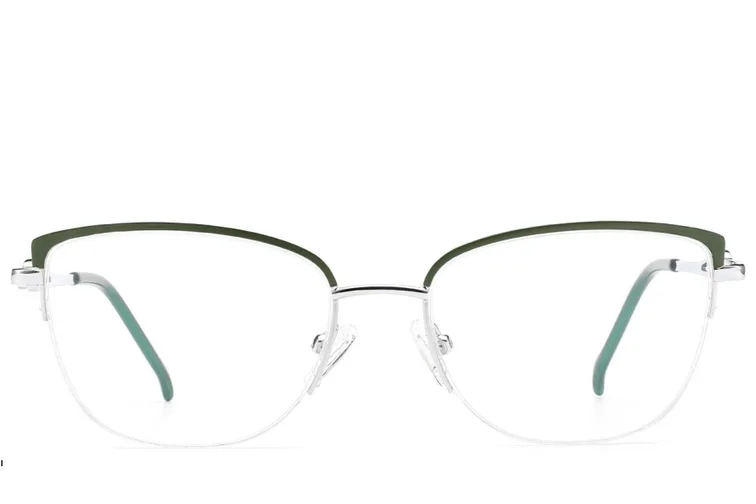 Halbrandlose grüne Metallbrille #BS2012-2846
