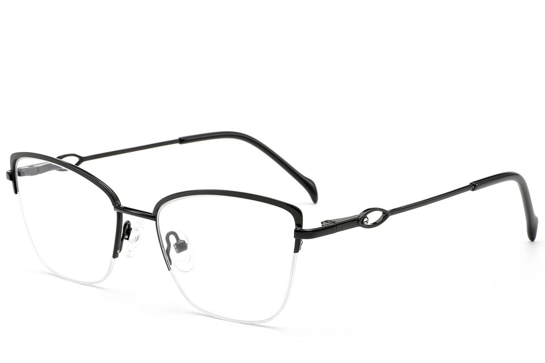 Gafas de metal negro con montura semi al aire #BS2012-2848