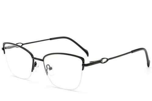 Lunettes semi-cerclées en métal noir #BS2012-2848