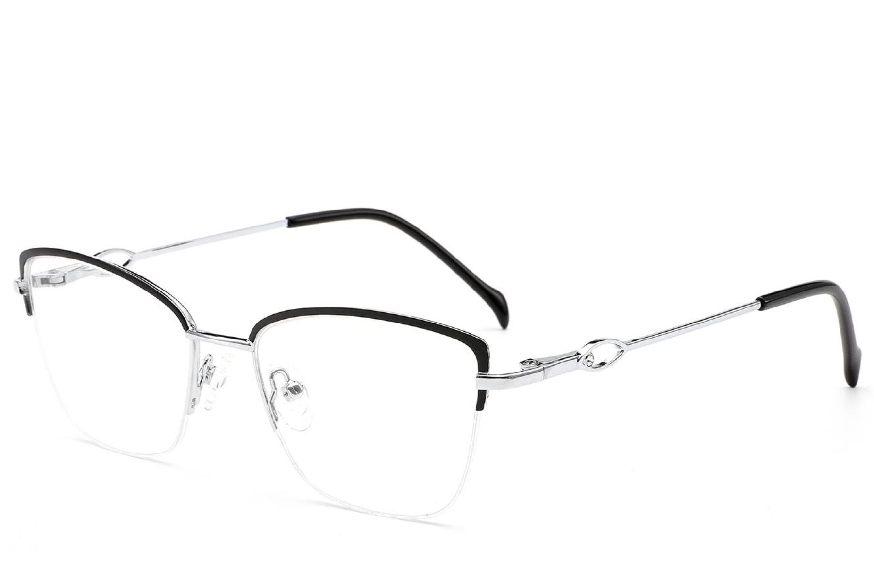 Semi-rimless Silver Metal Glasses #BS2012-2849