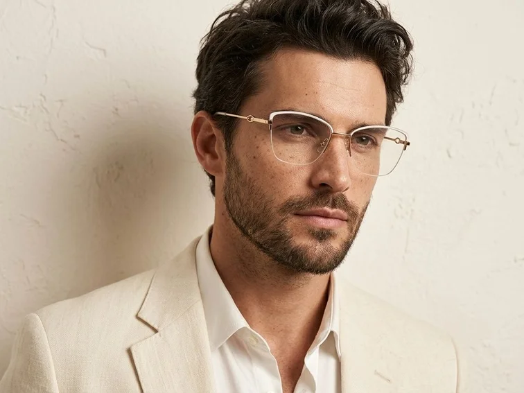 Semi-rimless White Metal Glasses #BS2012-2850