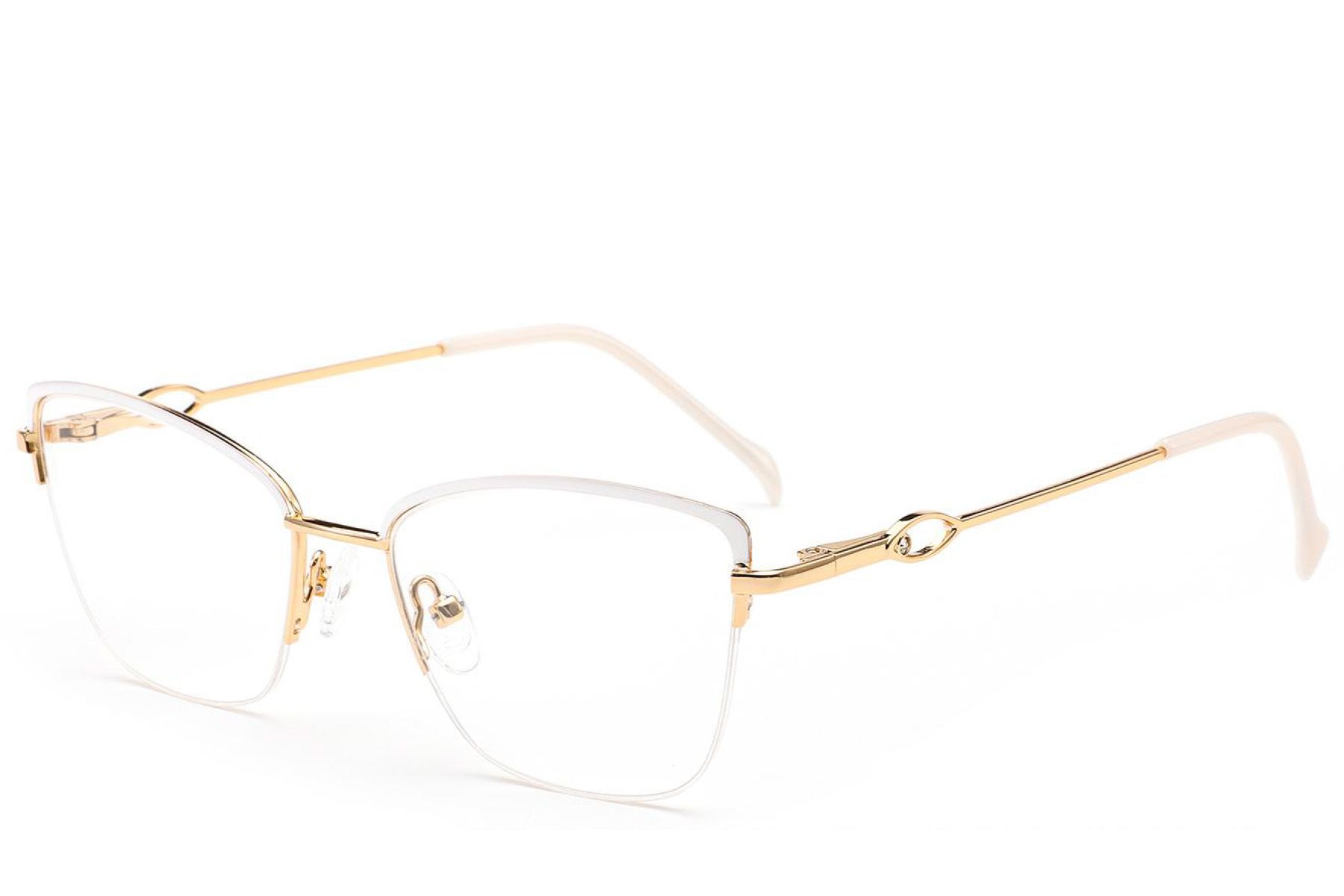 Semi-rimless White Metal Glasses #BS2012-2850