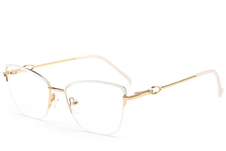 Semi-rimless White Metal Glasses #BS2012-2850