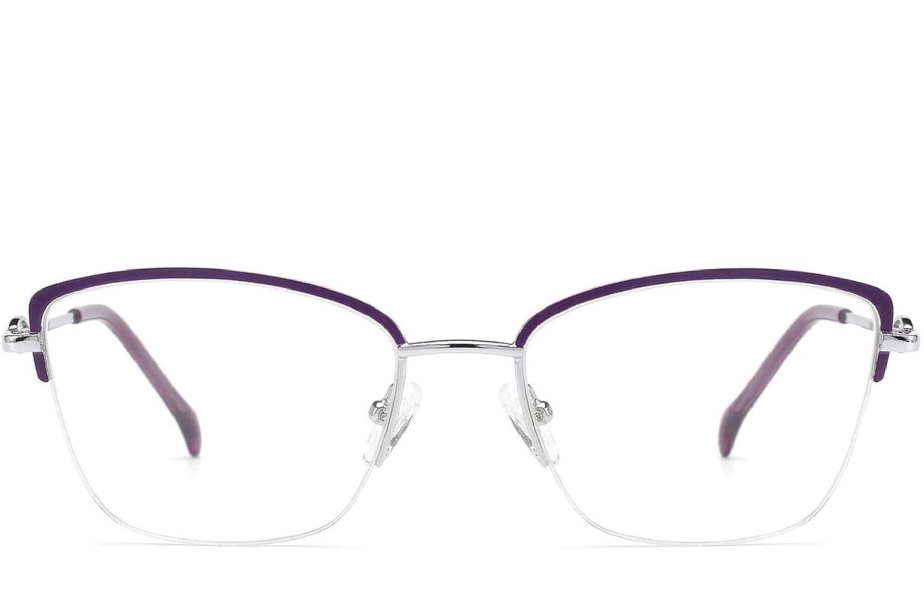 Semi-rimless Purple Metal Glasses #BS2012-2851
