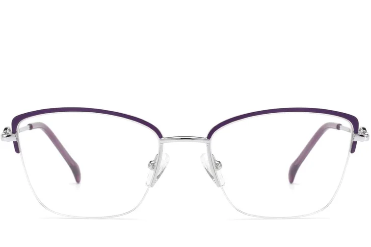 Semi-rimless Purple Metal Glasses #BS2012-2851