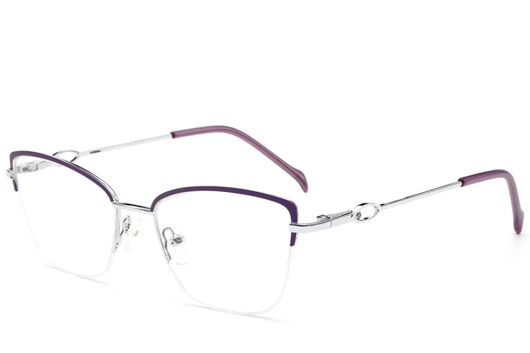 Semi-rimless Purple Metal Glasses #BS2012-2851