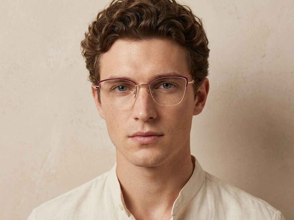 Semi-rimless Purple Metal Glasses #BS2012-2852