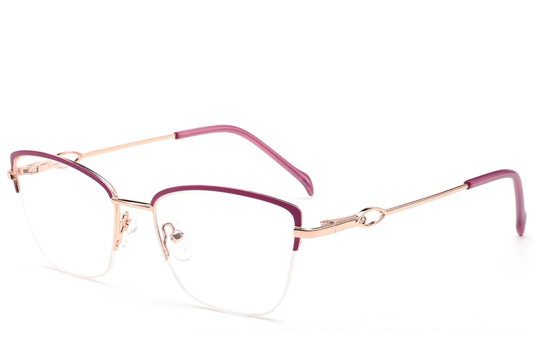 Semi-rimless Purple Metal Glasses #BS2012-2852