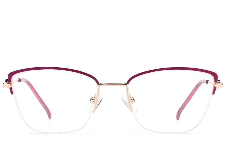 Semi-rimless Purple Metal Glasses #BS2012-2852