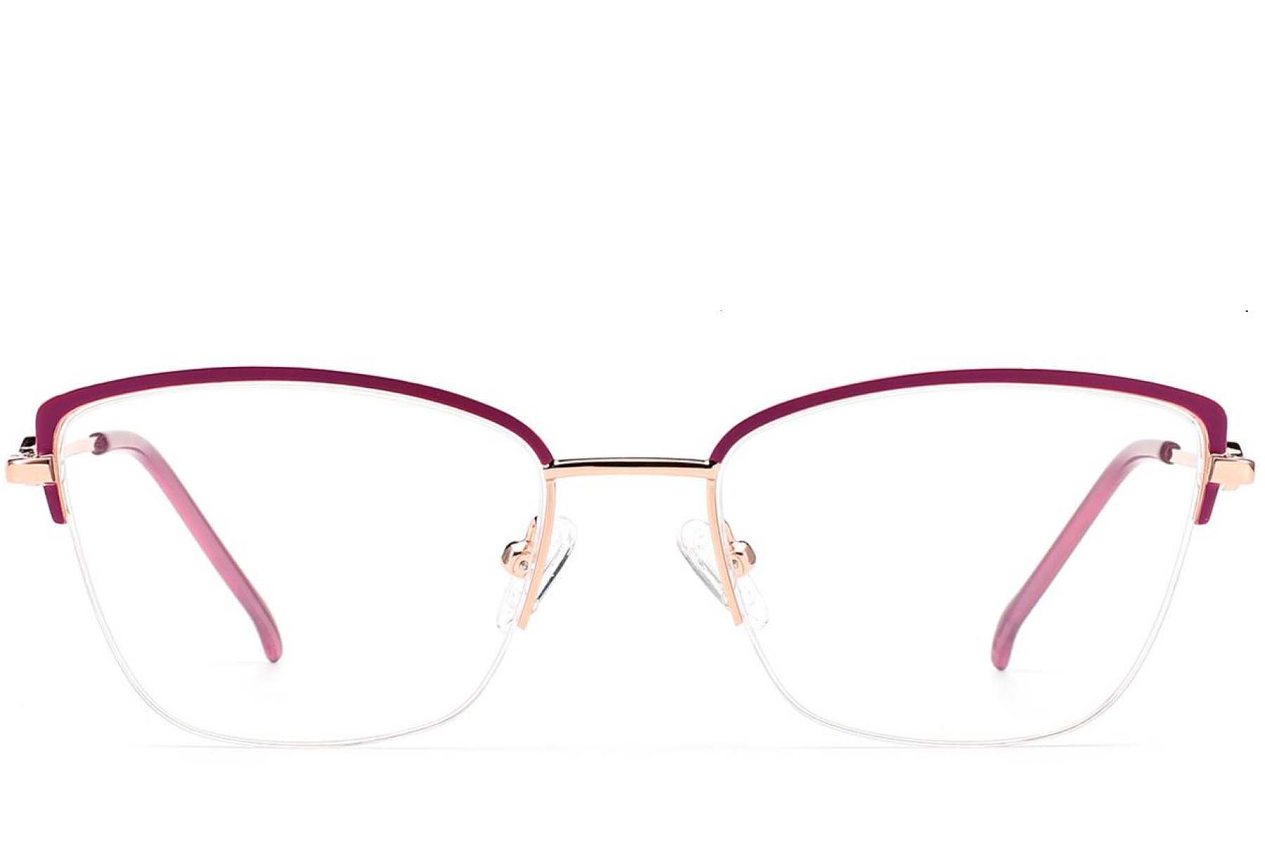 Semi-rimless Purple Metal Glasses #BS2012-2852