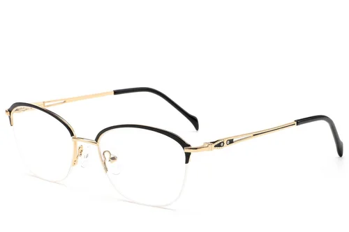 Lunettes semi-cerclées en métal noir #BS2012-2858