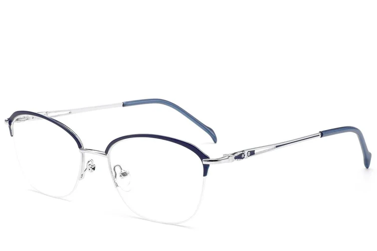 Semi-rimless Blue Metal Glasses #BS2012-2859