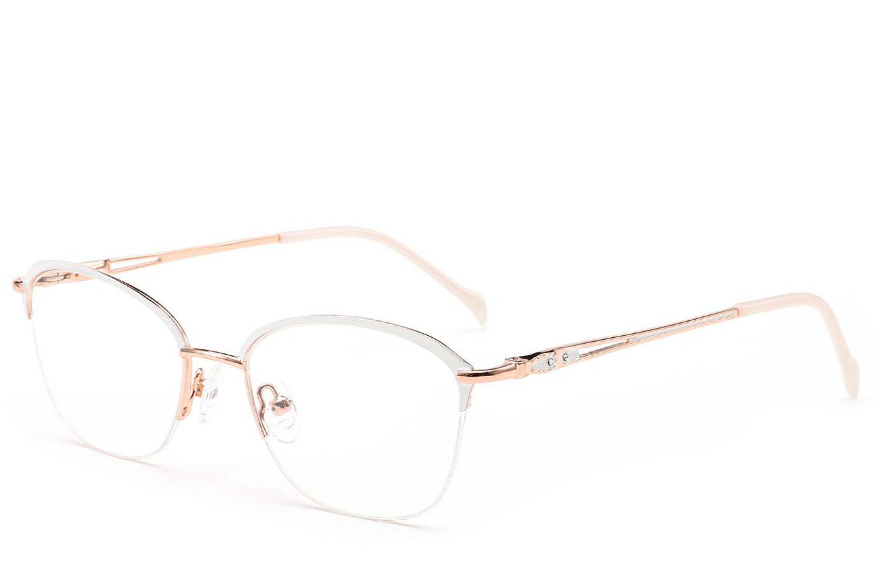 Semi-rimless White Metal Glasses #BS2012-2860