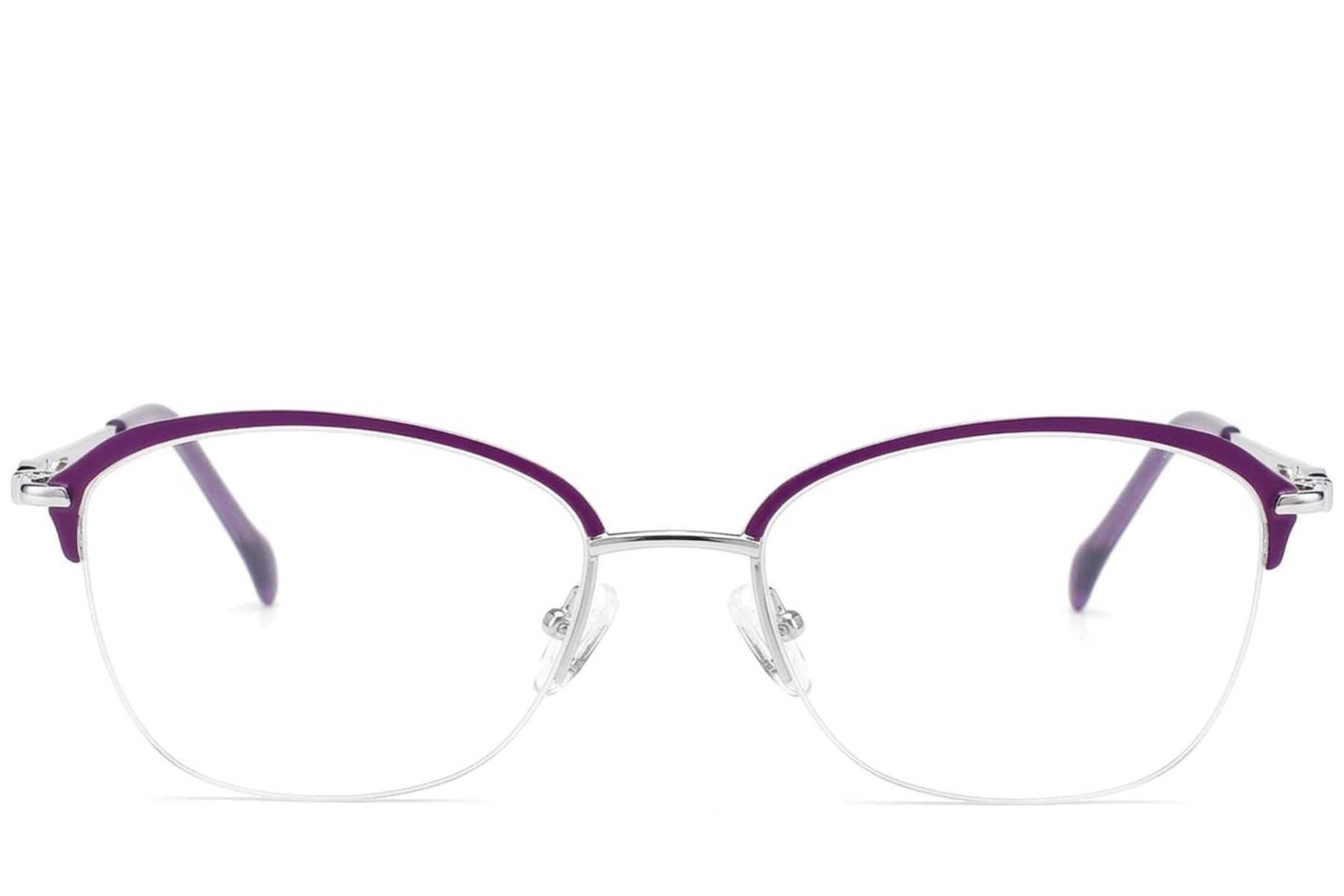 Gafas de metal morado con montura semi al aire #BS2012-2861