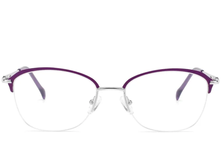 Gafas de metal morado con montura semi al aire #BS2012-2861