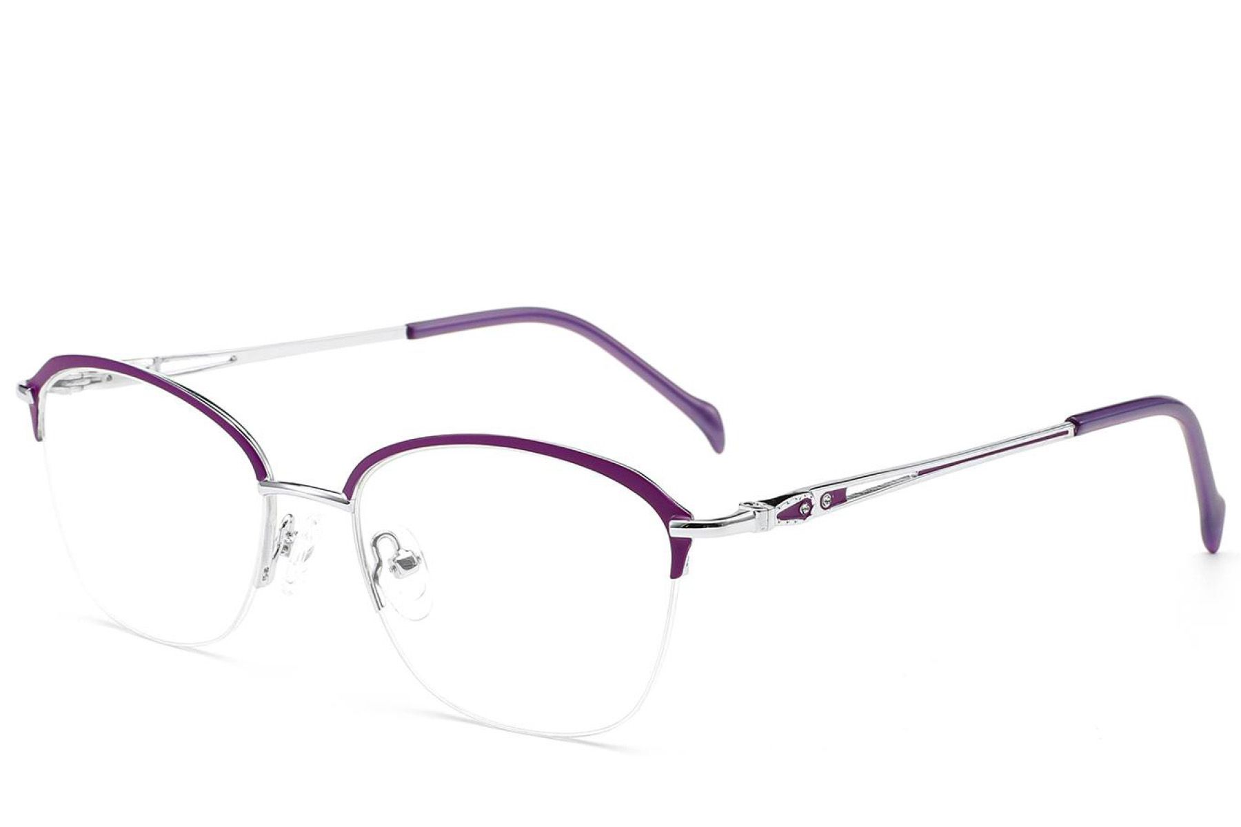 Semi-rimless Purple Metal Glasses #BS2012-2861