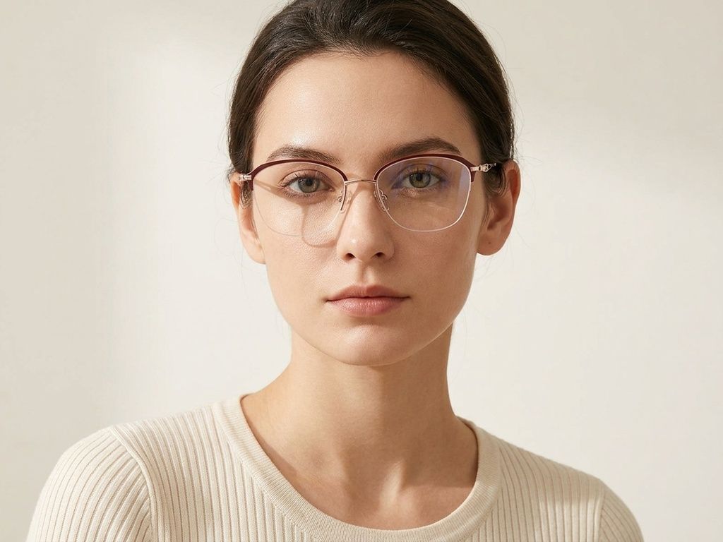 Semi-rimless Purple Metal Glasses #BS2012-2862