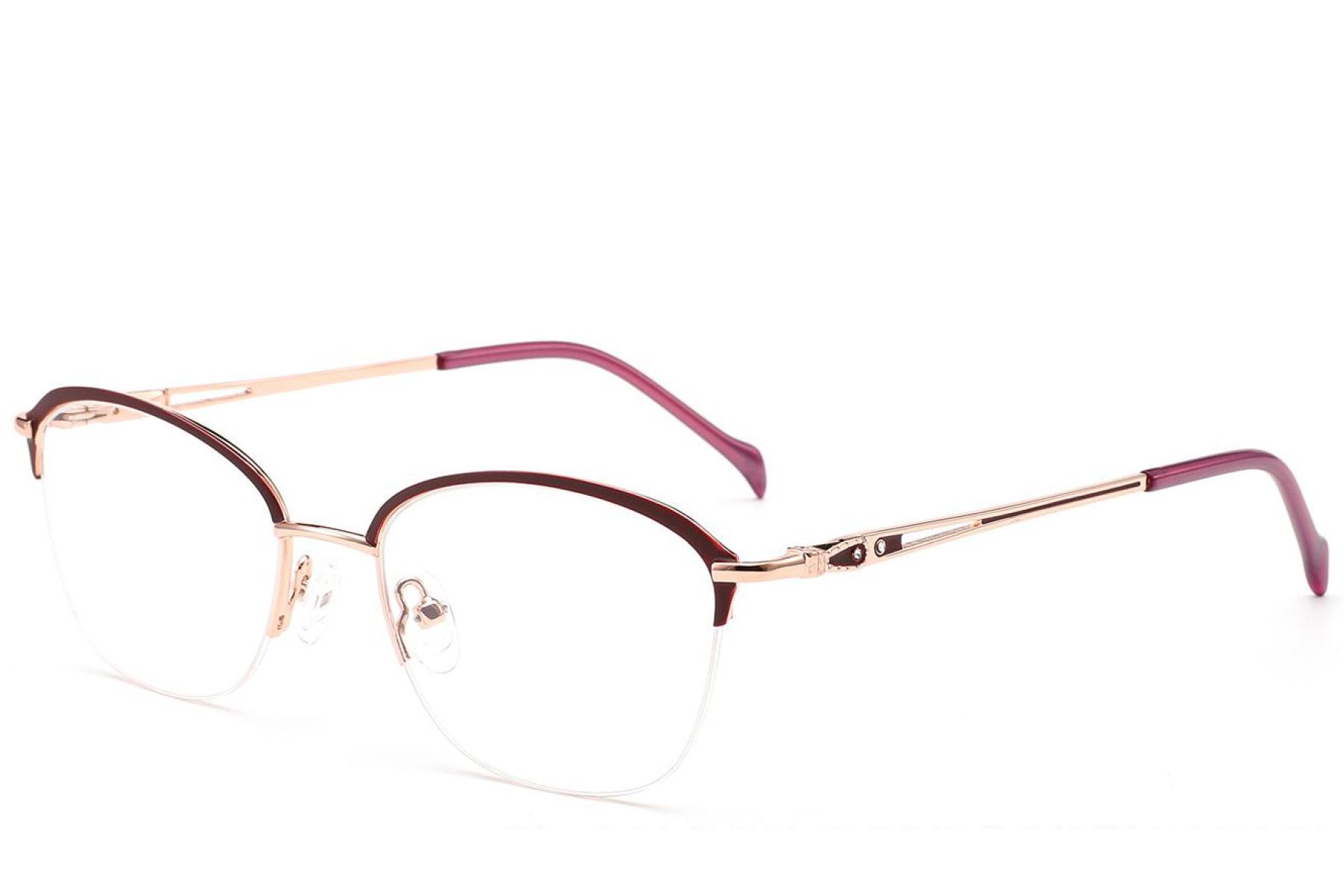 Semi-rimless Purple Metal Glasses #BS2012-2862