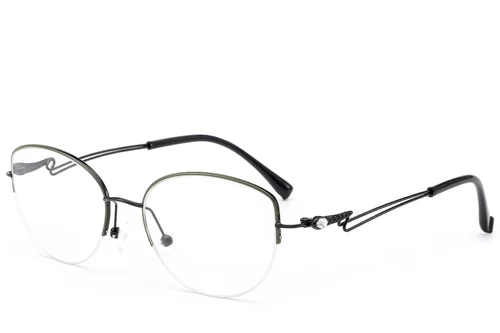 Lunettes semi-cerclées en métal noir #BS2012-2868