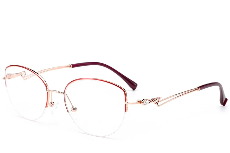 Semi-rimless Red Metal Glasses #BS2012-2870