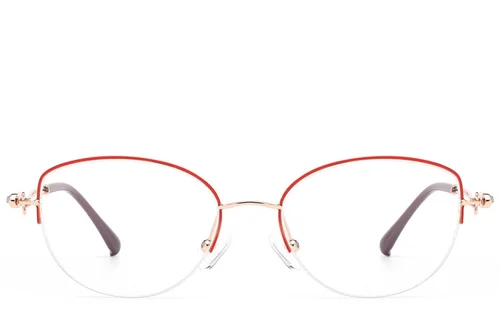 Lunettes semi-cerclées en métal rouge #BS2012-2870