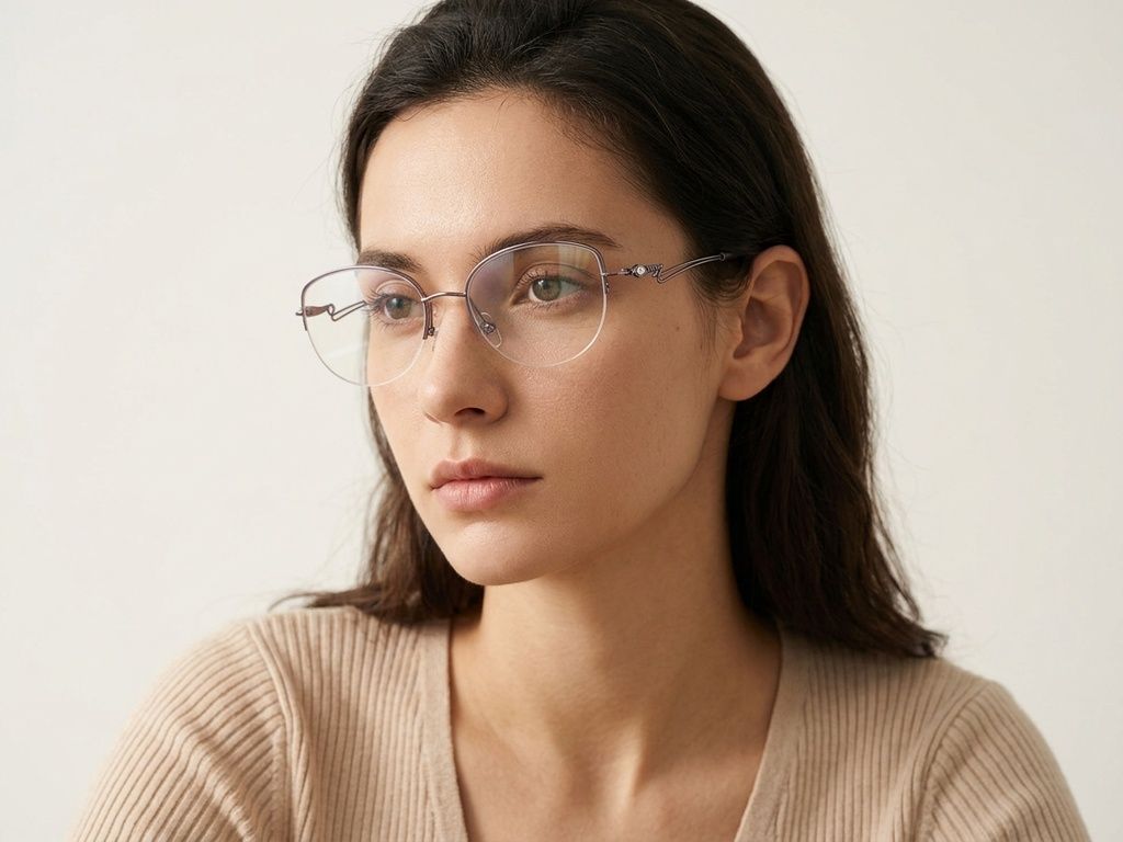 Semi-rimless Purple Metal Glasses #BS2012-2872