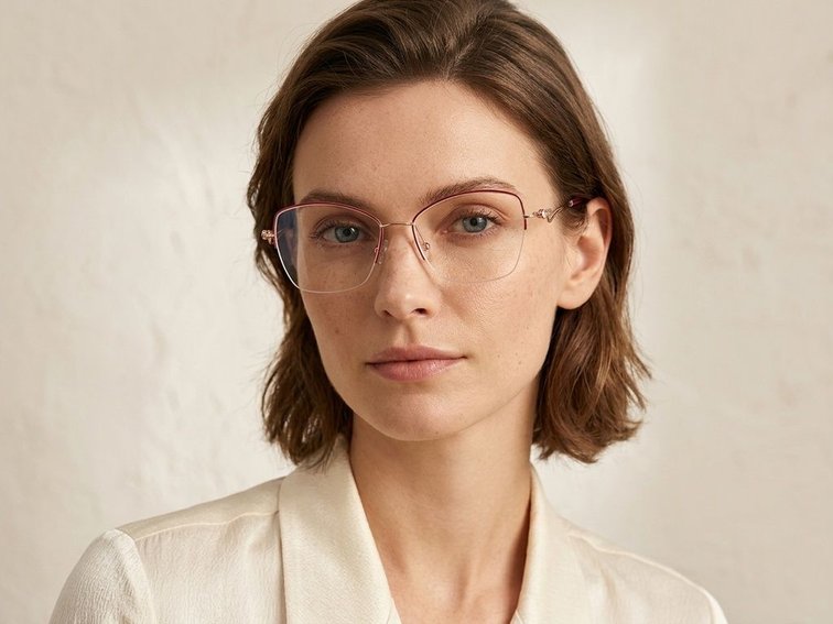 Semi-rimless Red Metal Glasses #BS2012-2875