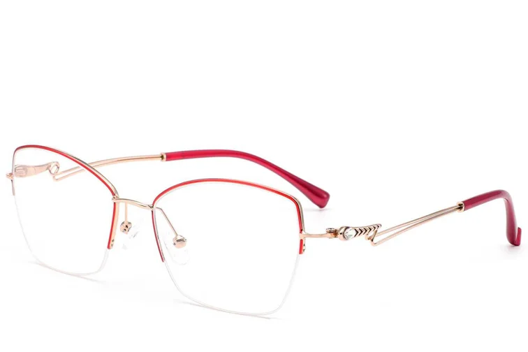 Gafas de metal rojo con montura semi al aire #BS2012-2875