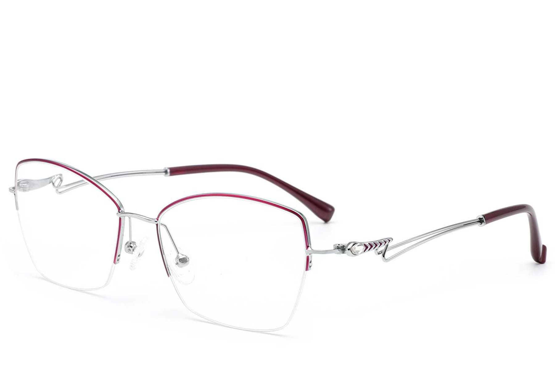 Gafas de metal morado con montura semi al aire #BS2012-2876