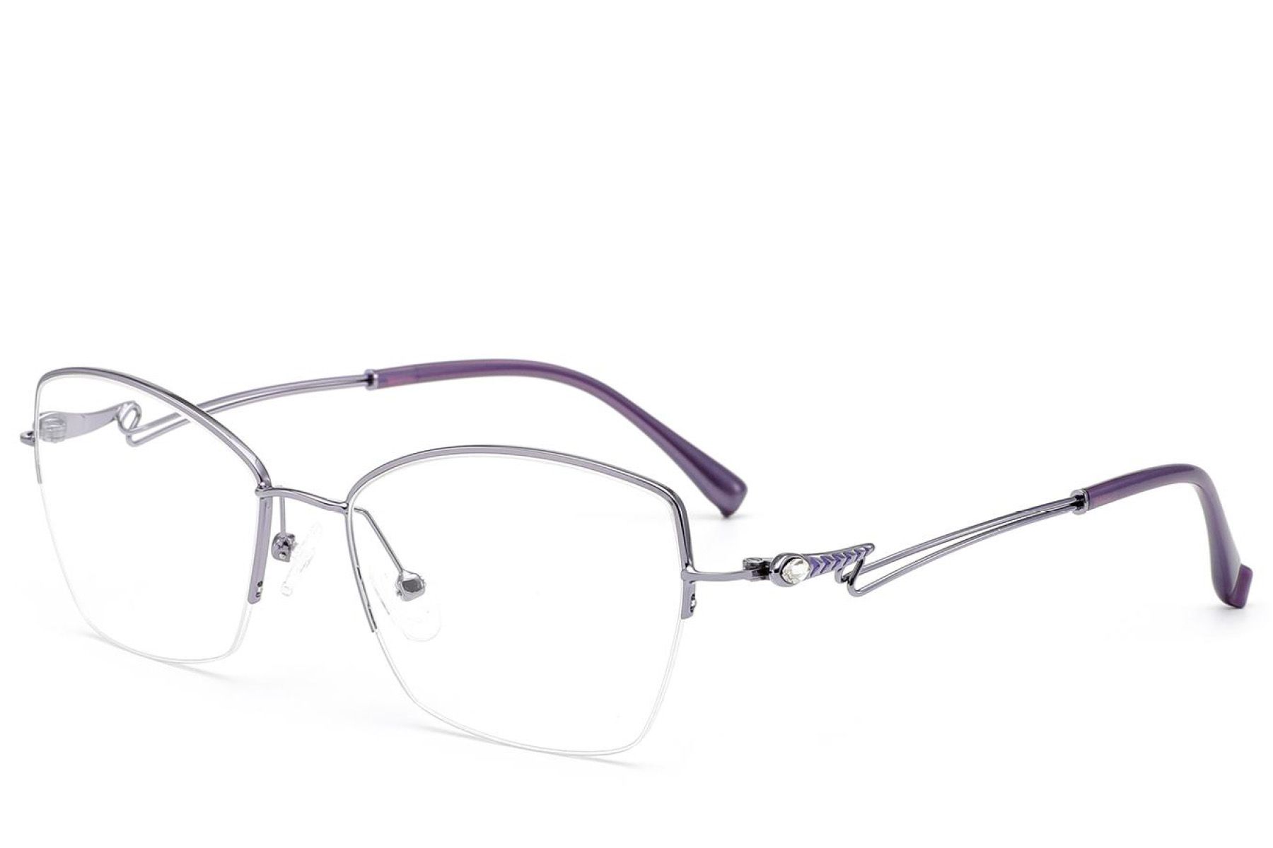 Semi-rimless Silver Metal Glasses #BS2012-2877
