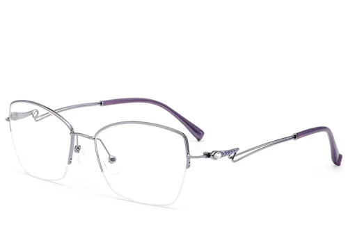 Lunettes semi-cerclées en métal argenté #BS2012-2877