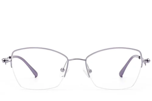 Lunettes semi-cerclées en métal argenté #BS2012-2877