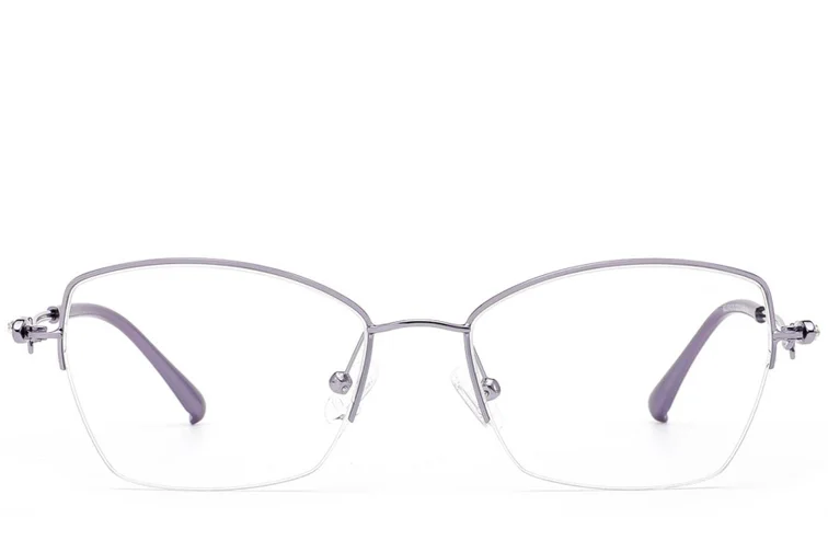 Halbrandlose silberne Metallbrille #BS2012-2877
