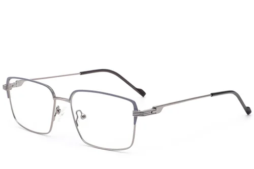 Lunettes rectangulaires en métal gris #BS2012-2879