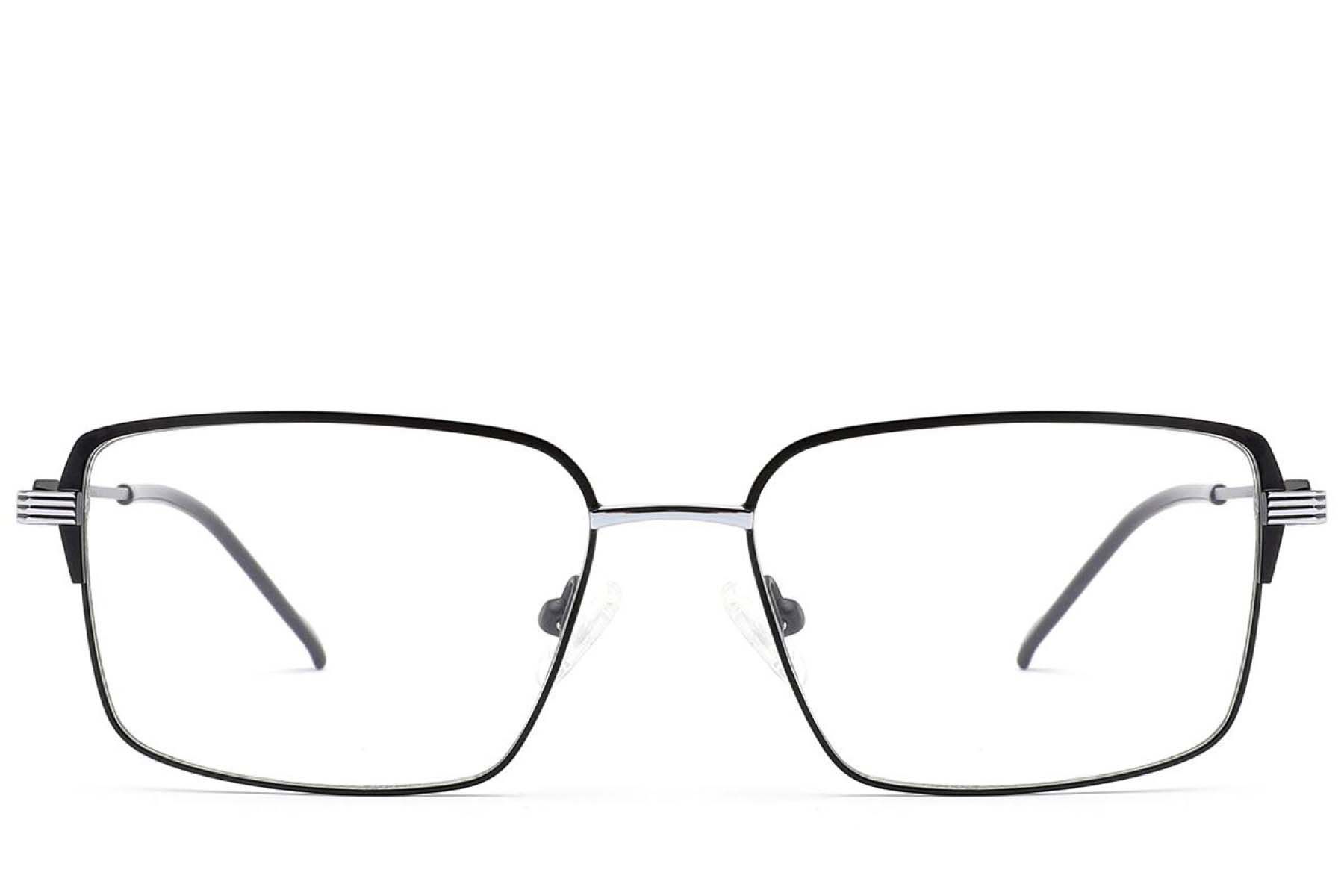 Rechteckige schwarze Metallbrille #BS2012-2881