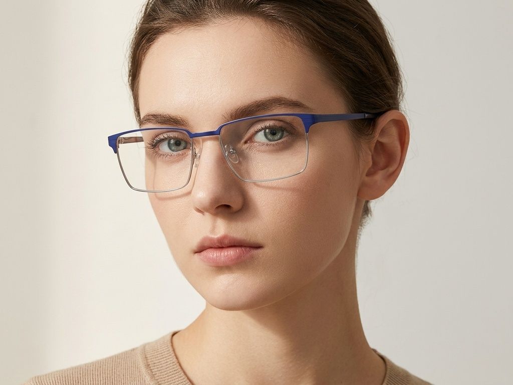 Rectangular Blue Metal Glasses #BS2012-2902