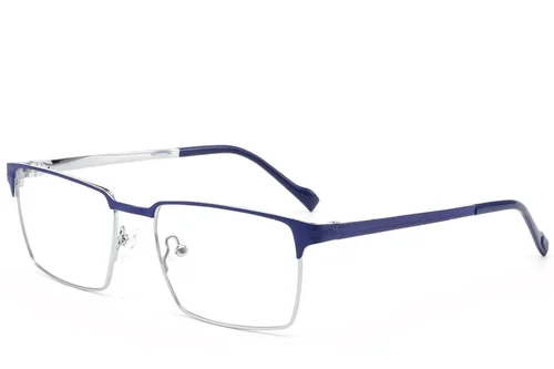 Lunettes rectangulaires en métal bleu #BS2012-2902