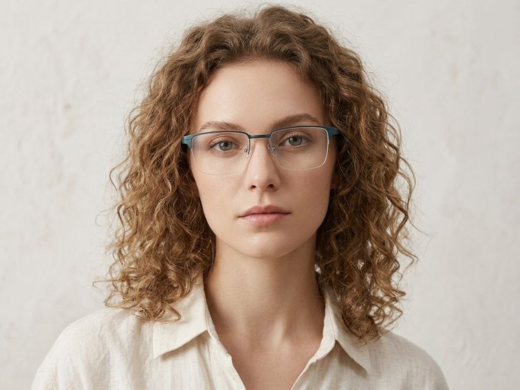 Semi-rimless Green Metal Glasses #BS2012-2906