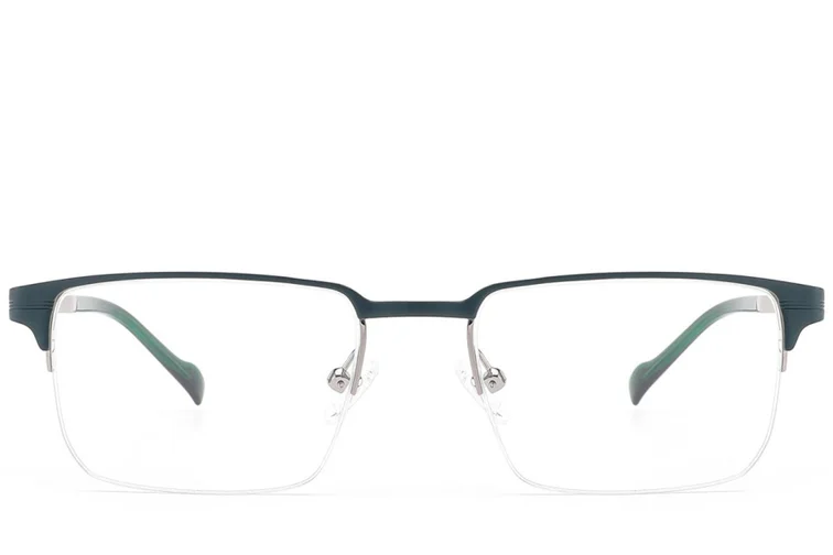 Semi-rimless Green Metal Glasses #BS2012-2906