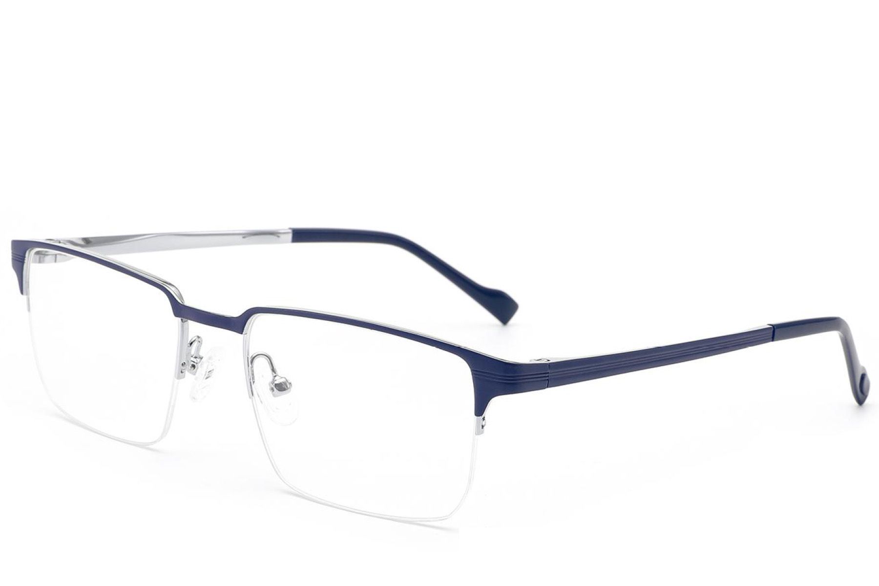 Semi-rimless Blue Metal Glasses #BS2012-2907