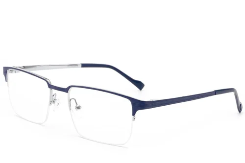 Lunettes semi-cerclées en métal bleu #BS2012-2907