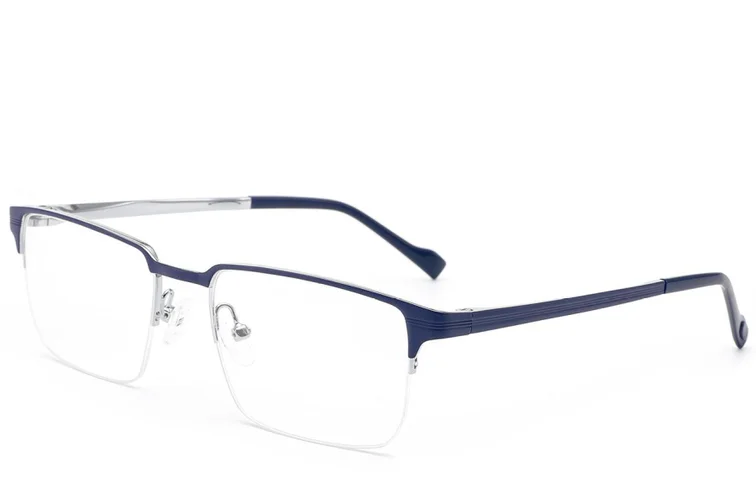 Semi-rimless Blue Metal Glasses #BS2012-2907