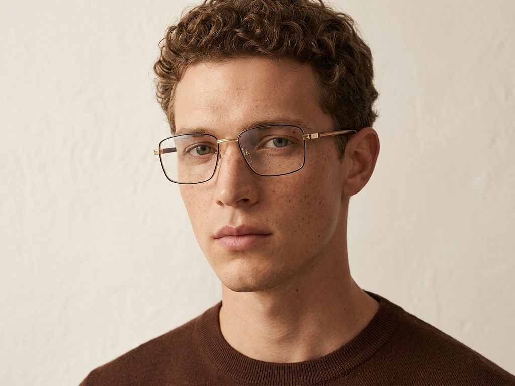 Rectangular Golden Metal Glasses #BS2012-2908