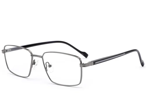 Lunettes rectangulaires en métal gris #BS2012-2909