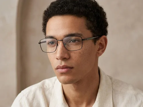 Lunettes rectangulaires en métal noir #BS2012-2911