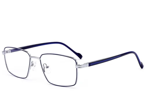 Lunettes rectangulaires en métal bleu #BS2012-2912