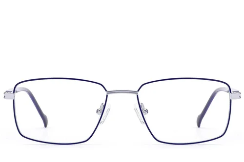 Lunettes rectangulaires en métal bleu #BS2012-2912