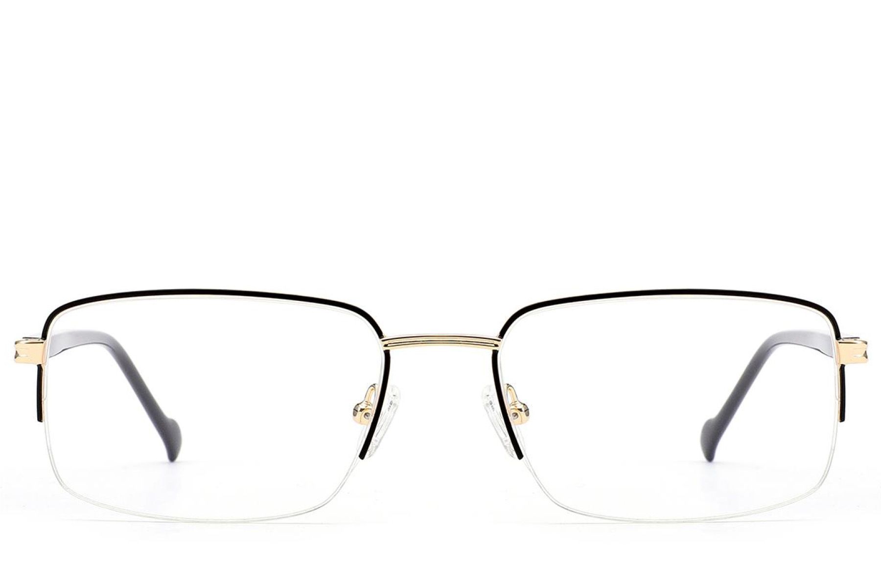 Semi-rimless Black Metal Glasses #BS2012-2913