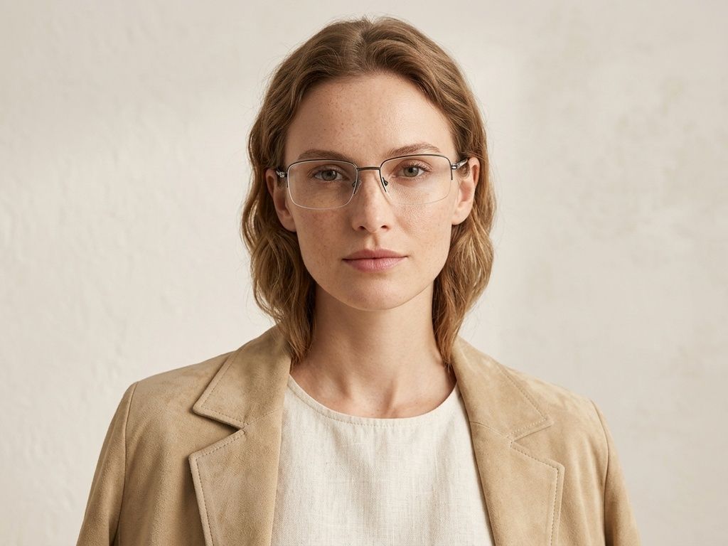 Semi-rimless Grey Metal Glasses #BS2012-2914